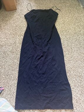 Classic Navy Spaghetti-Strap Maxi Dress